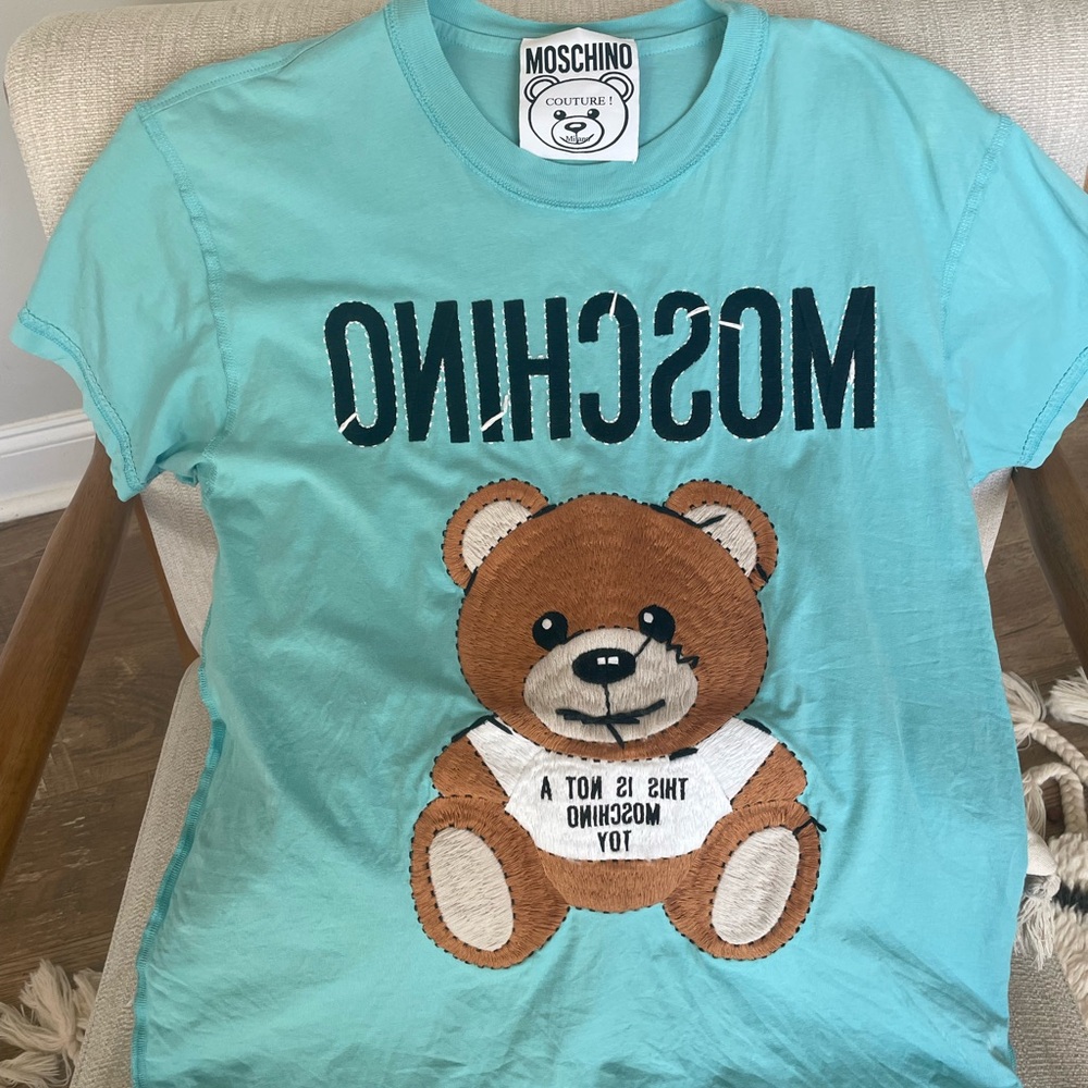 SALE!!Moschino oversized teddy bear embroidered T shirt